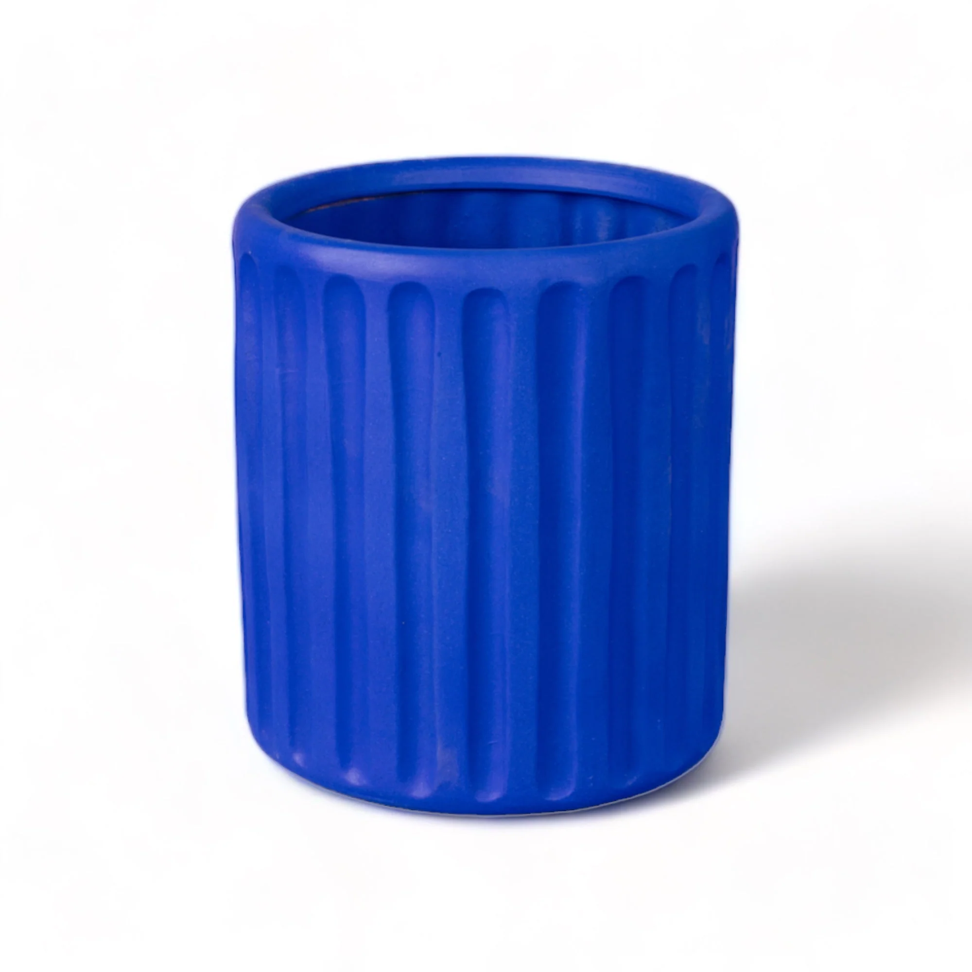 Terracotta Vase with Saucer Dorico Blue - Image 3
